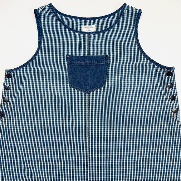 Susan Bristol Gingham Denim Bib Pocket Overall Prairie Dress - Picture 2 of 10